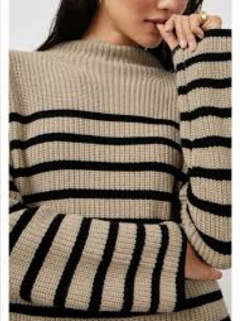 Rails Cream and Black Striped mock neck Sweater M
